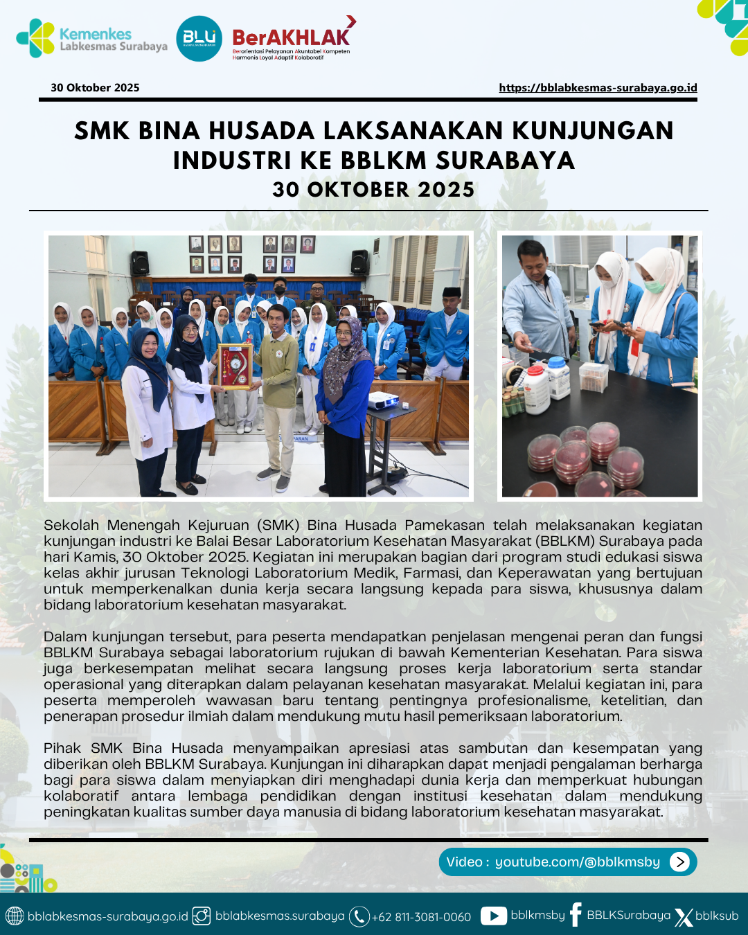 SMK Bina Husada Laksanakan Kunjungan Industri ke BBLKM Surabaya